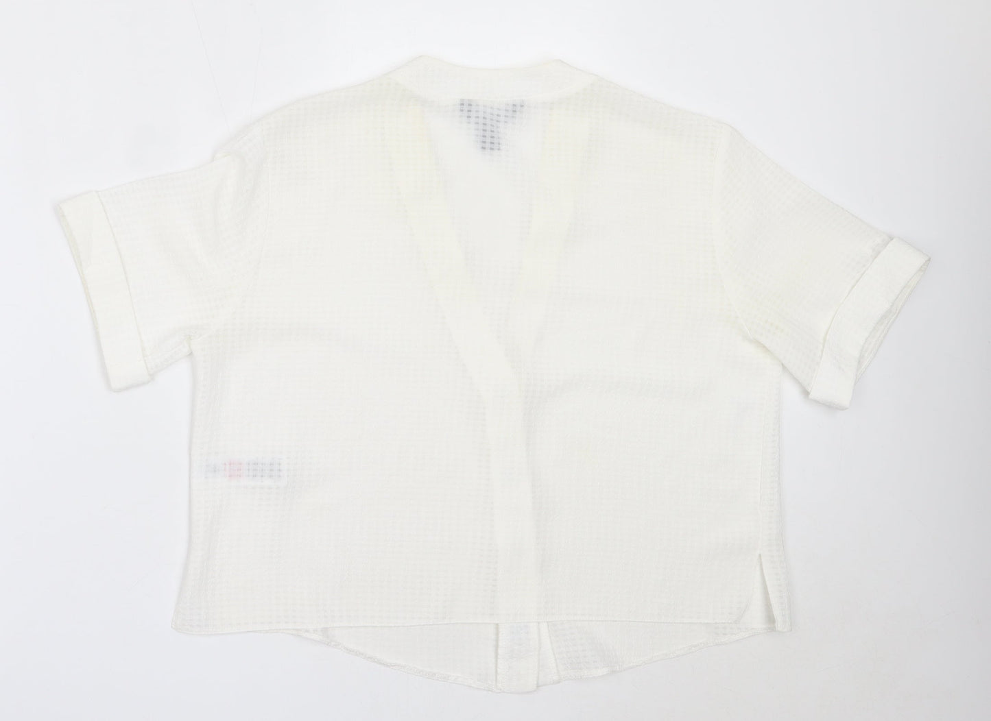 New Look Womens White  Polyester Basic Button-Up Size 12 V-Neck