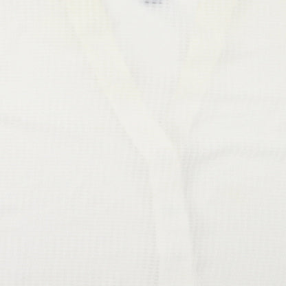 New Look Womens White  Polyester Basic Button-Up Size 12 V-Neck