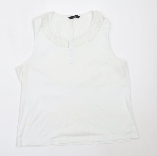 Womens UK Size L BM White Basic Tank