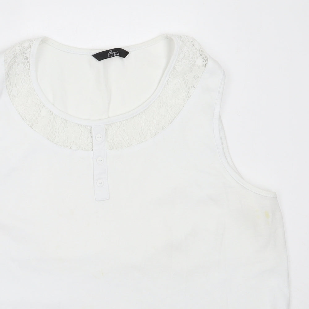 Womens UK Size L BM White Basic Tank
