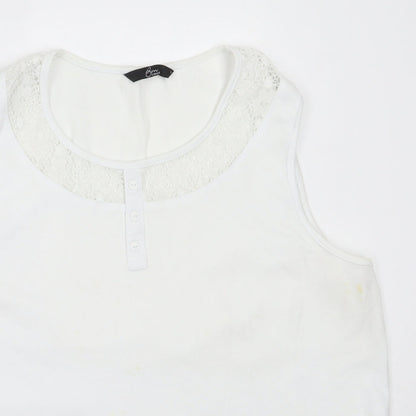 Womens UK Size L BM White Basic Tank