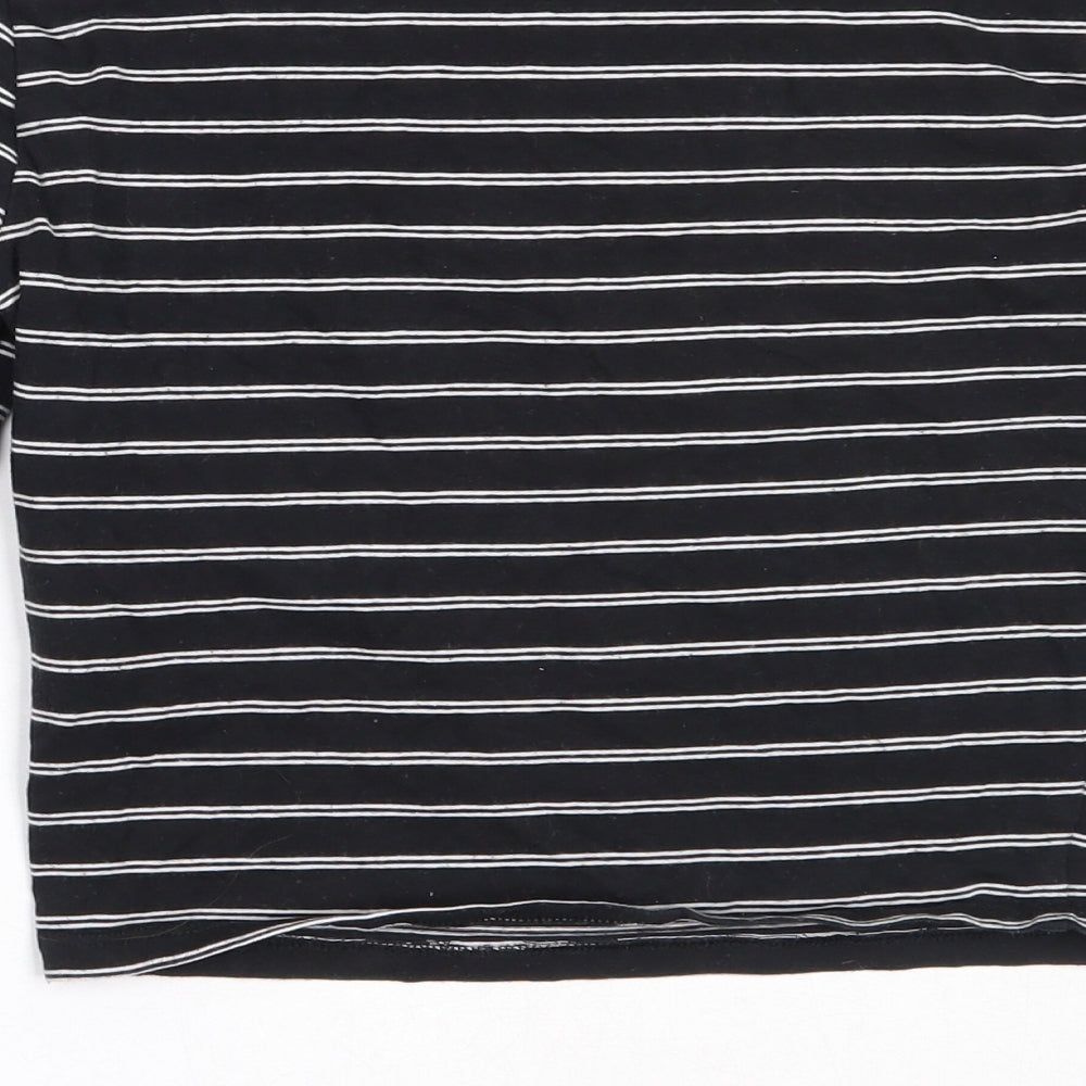 New Look Girls Black Striped Cotton Basic T-Shirt Size 12-13 Years Round Neck