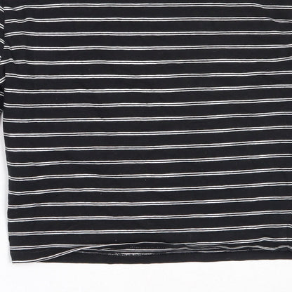 New Look Girls Black Striped Cotton Basic T-Shirt Size 12-13 Years Round Neck