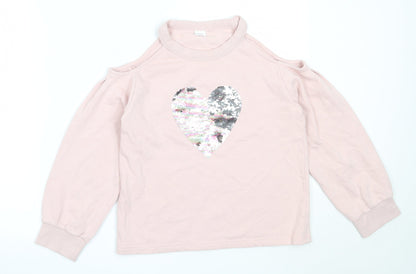 NEXT Girls Pink  Cotton Pullover Sweatshirt Size 11 Years