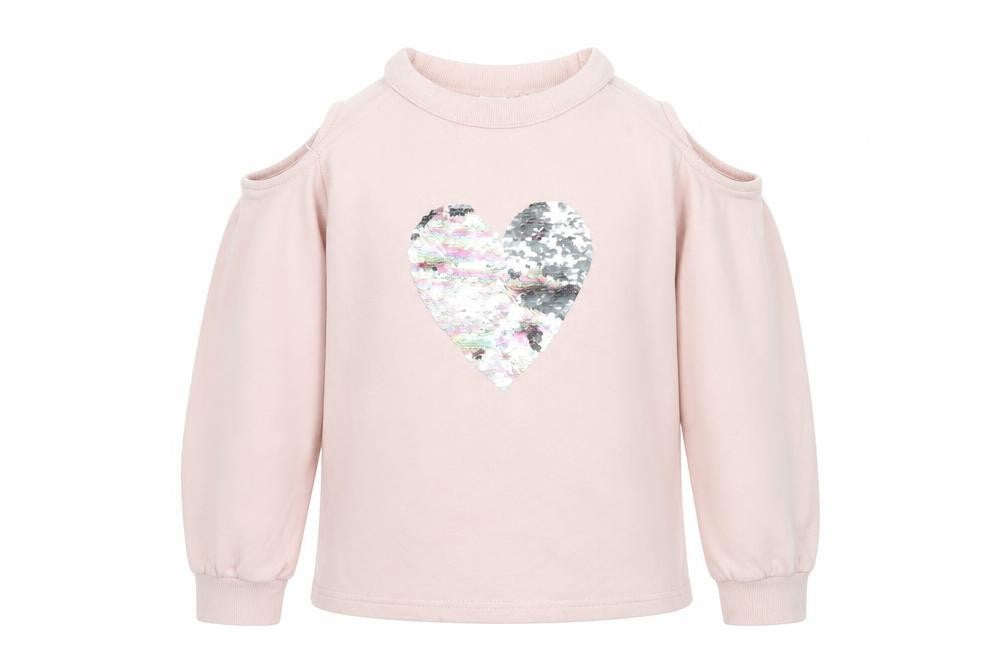 Front view of Next girls’ pink cotton pullover sweatshirt, size 11, years