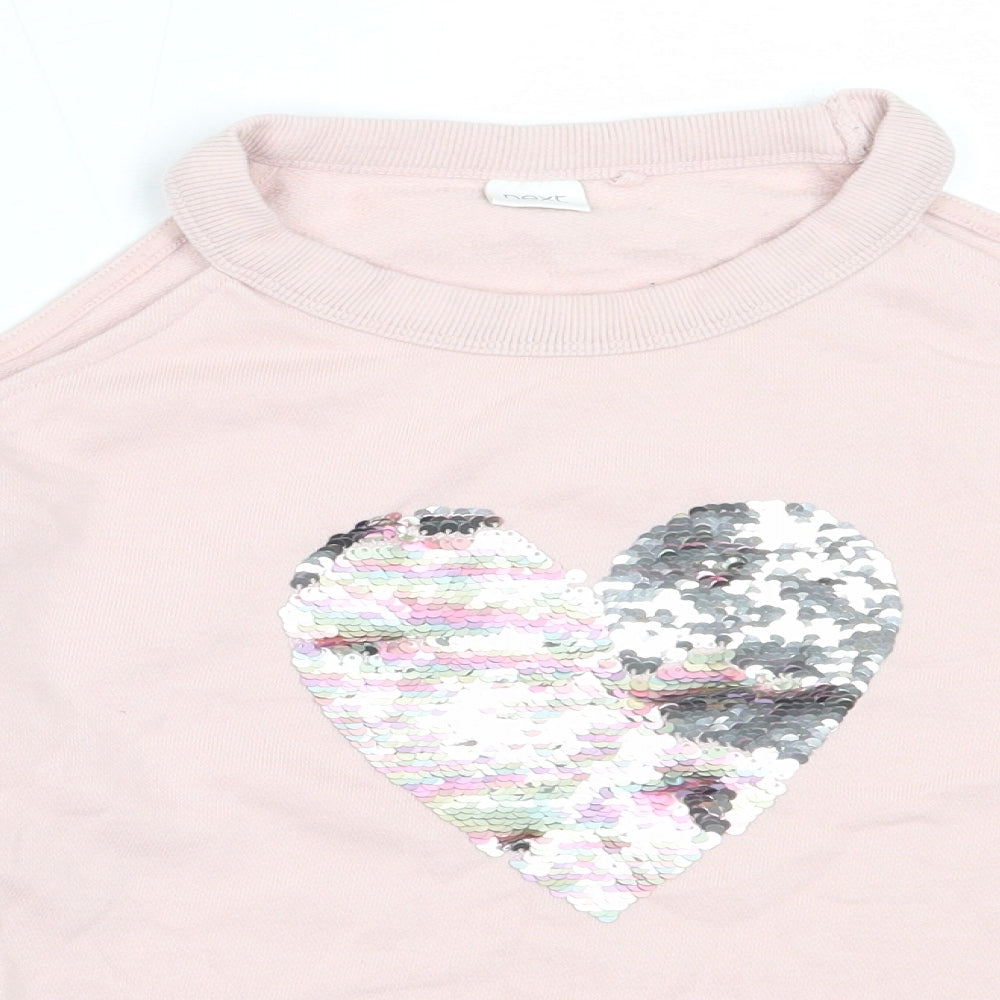 NEXT Girls Pink  Cotton Pullover Sweatshirt Size 11 Years