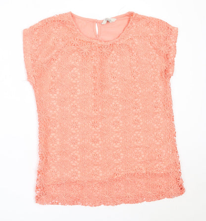 Womens UK Size 12 Peacocks Pink Basic T-Shirt