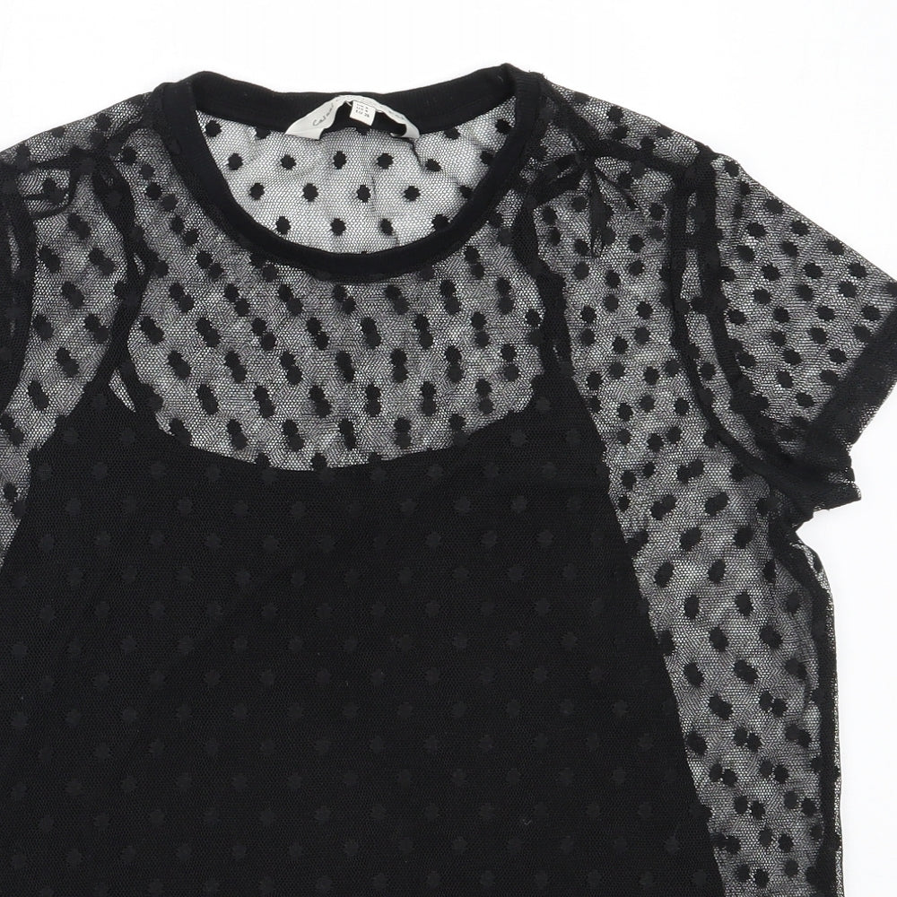 F&F Womens Black  Polyester Basic Blouse Size 8 Round Neck