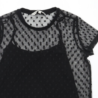 F&F Womens Black  Polyester Basic Blouse Size 8 Round Neck