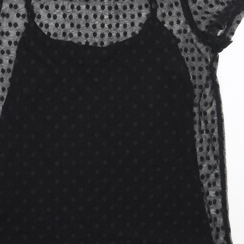 F&F Womens Black  Polyester Basic Blouse Size 8 Round Neck