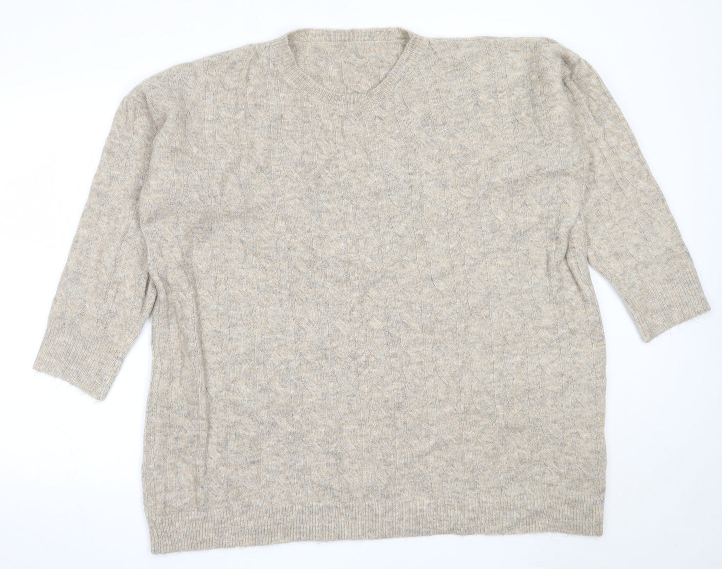 SheIn Womens Beige Round Neck  Acrylic Pullover Jumper Size L