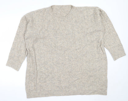 SheIn Womens Beige Round Neck  Acrylic Pullover Jumper Size L
