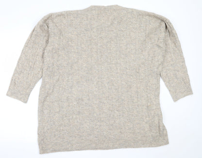 SheIn Womens Beige Round Neck  Acrylic Pullover Jumper Size L