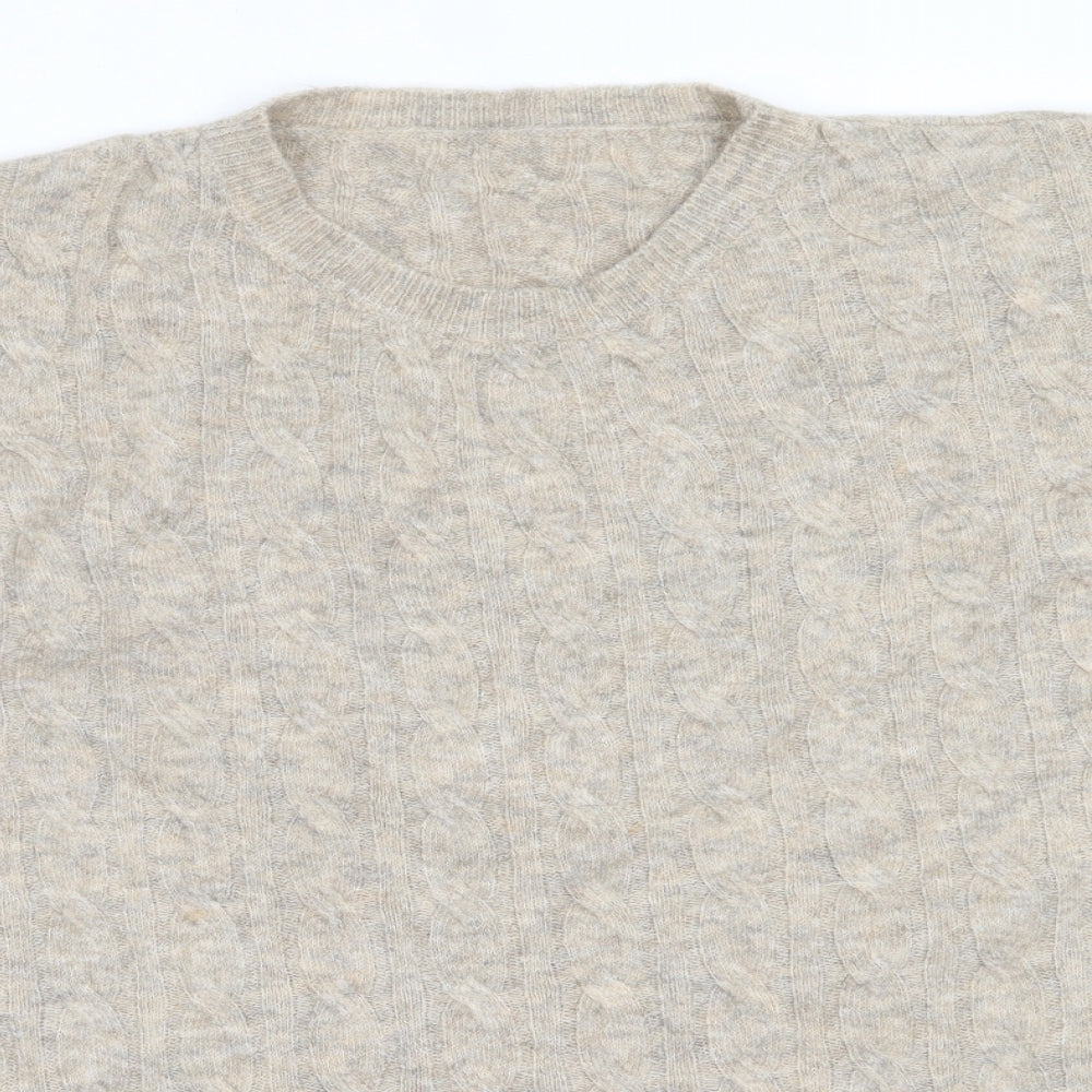 SheIn Womens Beige Round Neck  Acrylic Pullover Jumper Size L