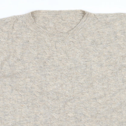 SheIn Womens Beige Round Neck  Acrylic Pullover Jumper Size L