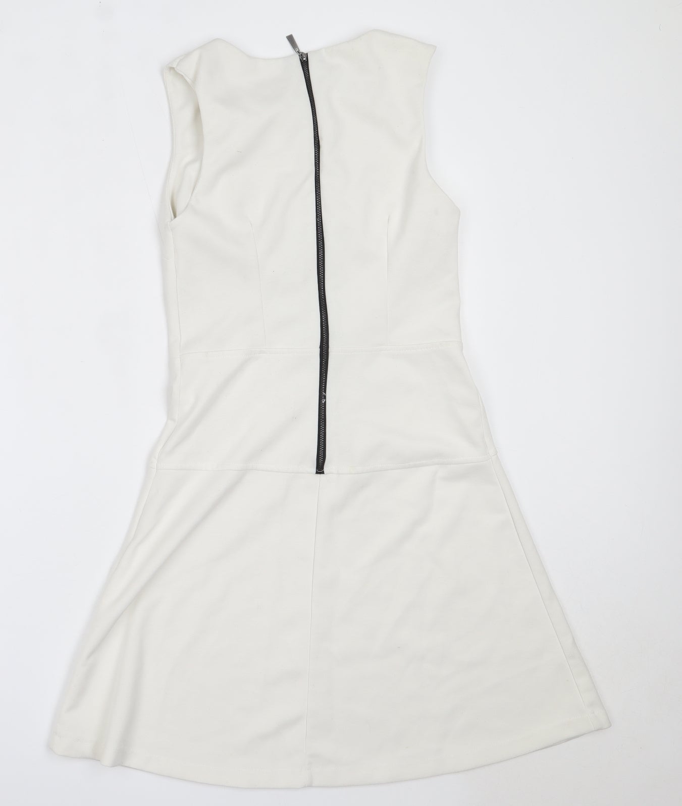 Sabrina Diamarti Womens White  Polyester Fit & Flare  Size M  Round Neck