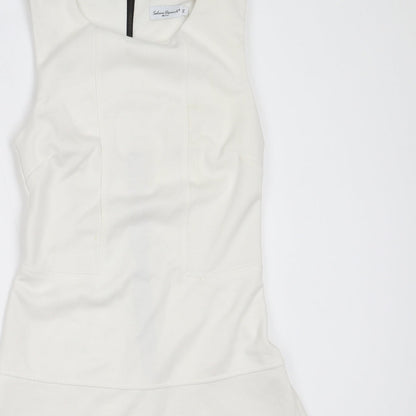 Sabrina Diamarti Womens White  Polyester Fit & Flare  Size M  Round Neck