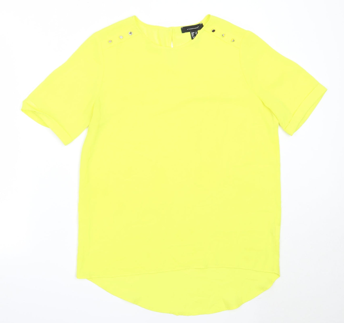 Atmosphere Womens Yellow  Polyester Basic Blouse Size 10 Round Neck