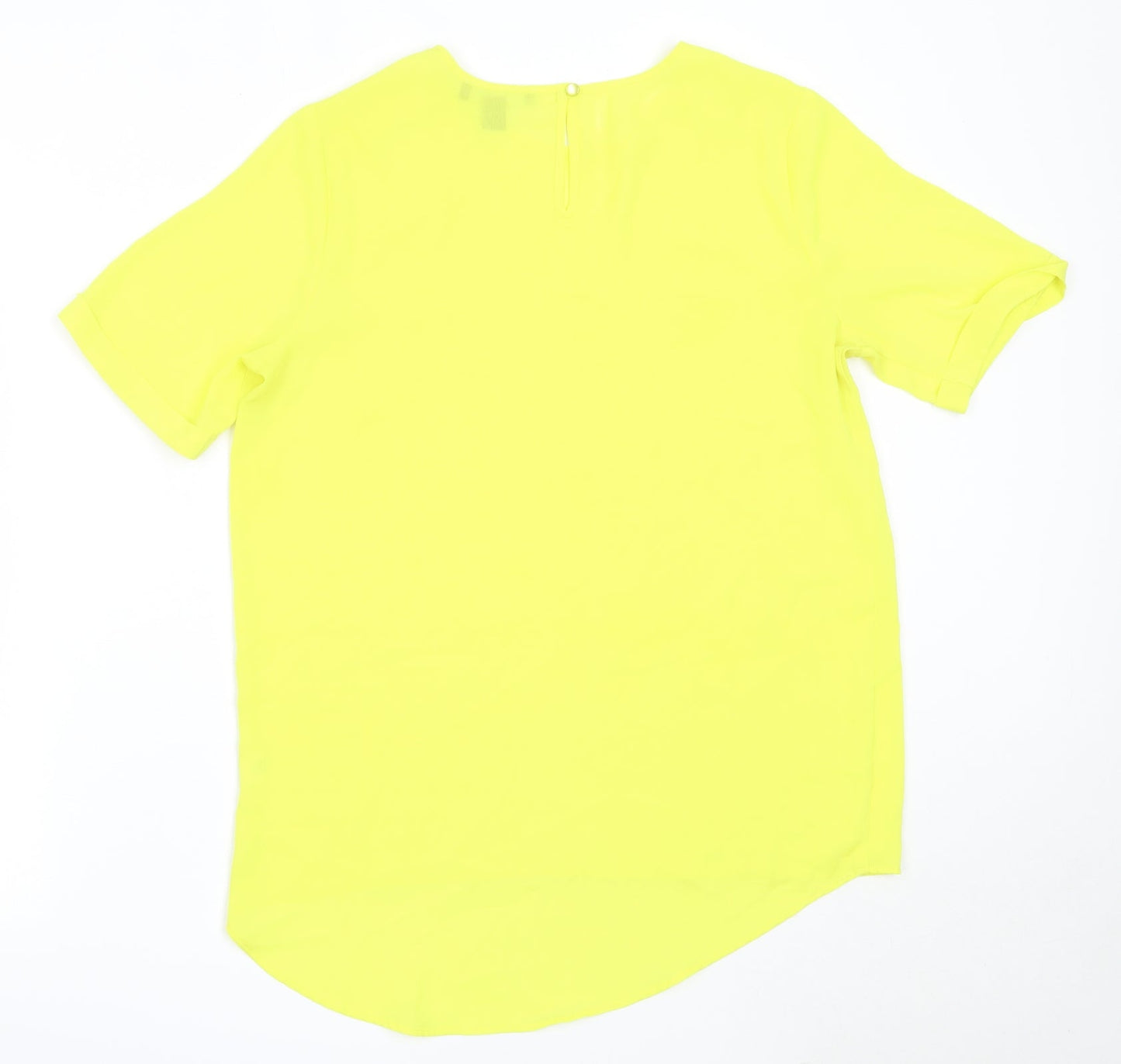 Atmosphere Womens Yellow  Polyester Basic Blouse Size 10 Round Neck