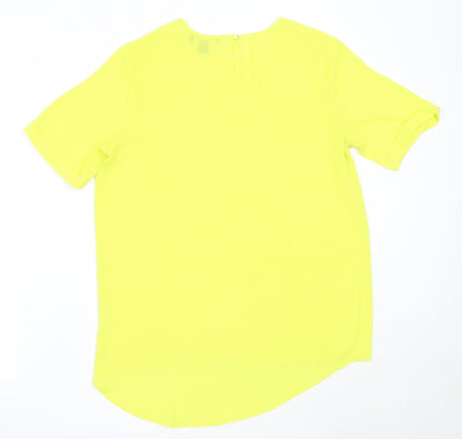 Atmosphere Womens Yellow  Polyester Basic Blouse Size 10 Round Neck