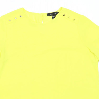 Atmosphere Womens Yellow  Polyester Basic Blouse Size 10 Round Neck