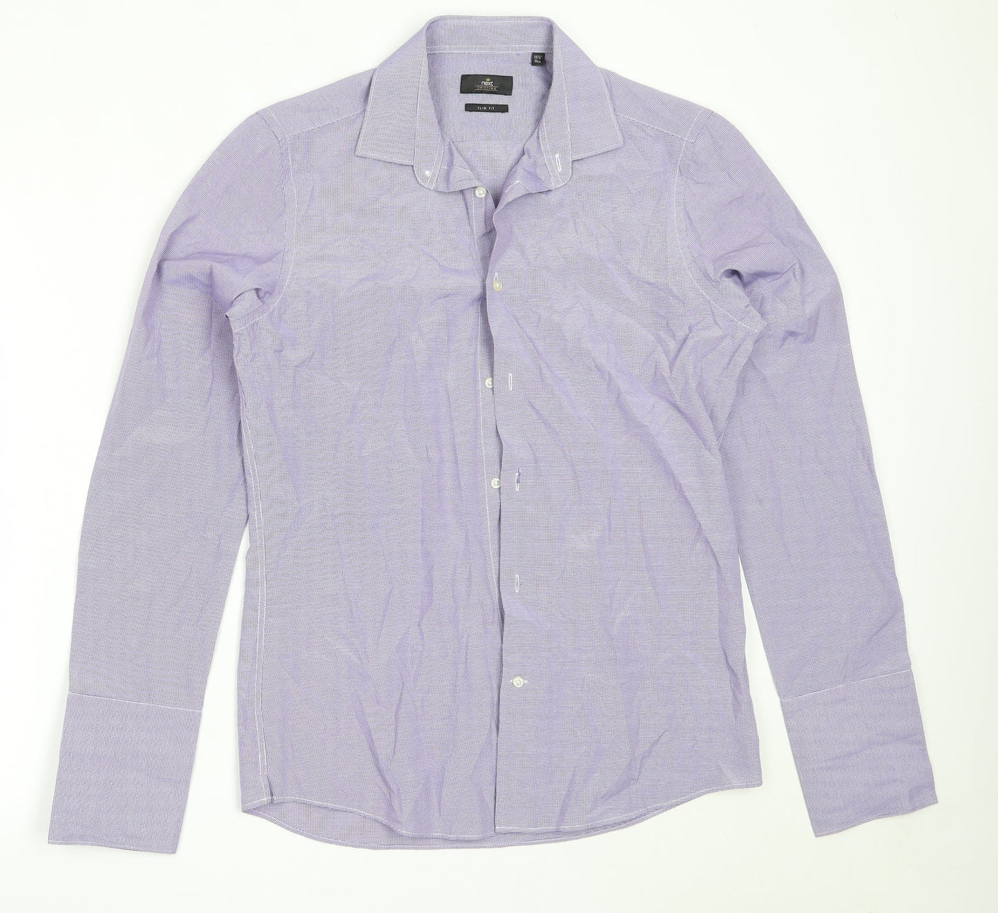 Mens UK Size 15.5 NEXT Blue  Button-Up Long Sleeve Casual Shirt