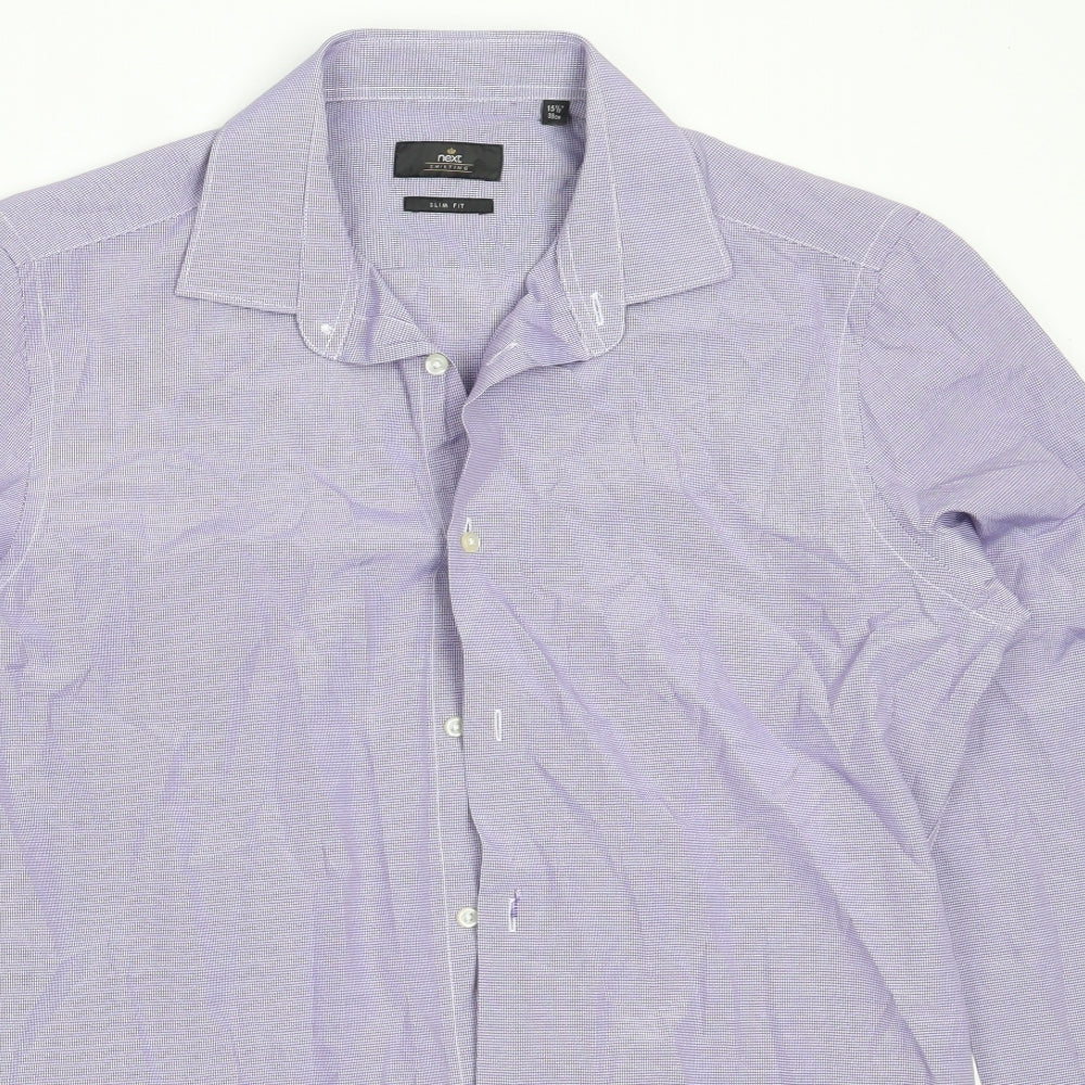 Mens UK Size 15.5 NEXT Blue  Button-Up Long Sleeve Casual Shirt