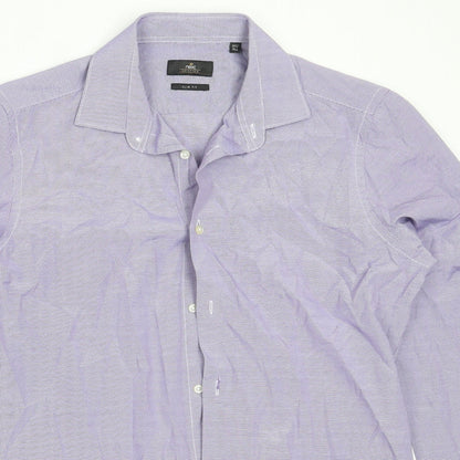 Mens UK Size 15.5 NEXT Blue  Button-Up Long Sleeve Casual Shirt