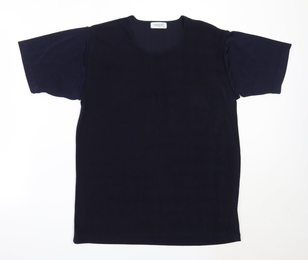 Additional front view of Fabrizo women’s blue polyester basic t-shirt, size M, round neck