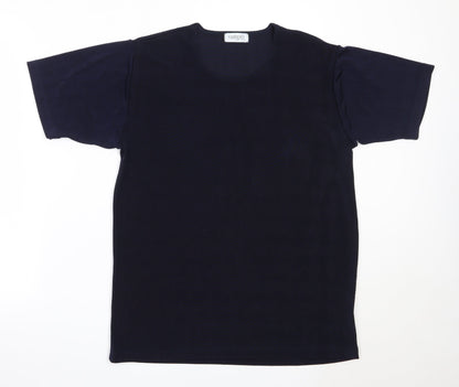 Additional front view of Fabrizo women’s blue polyester basic t-shirt, size M, round neck