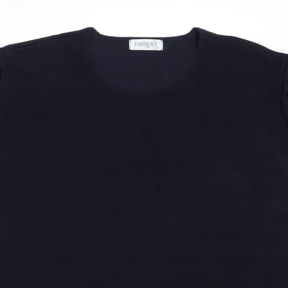 Close-up detail of Fabrizo women’s blue polyester basic t-shirt, size M, round neck