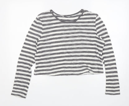 TU Womens Multicoloured Round Neck Striped Cotton Pullover Jumper Size 14