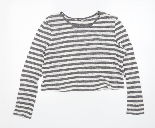 TU Womens Multicoloured Round Neck Striped Cotton Pullover Jumper Size 14