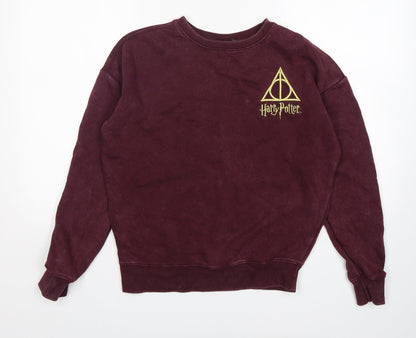 Primark Womens Purple  Cotton Pullover Sweatshirt Size XS   - Harry potter