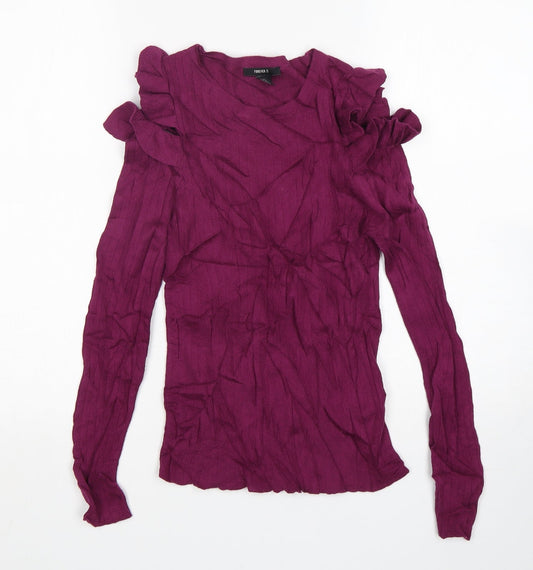 FOREVER 21 Womens Purple Round Neck  Cotton Pullover Jumper Size L