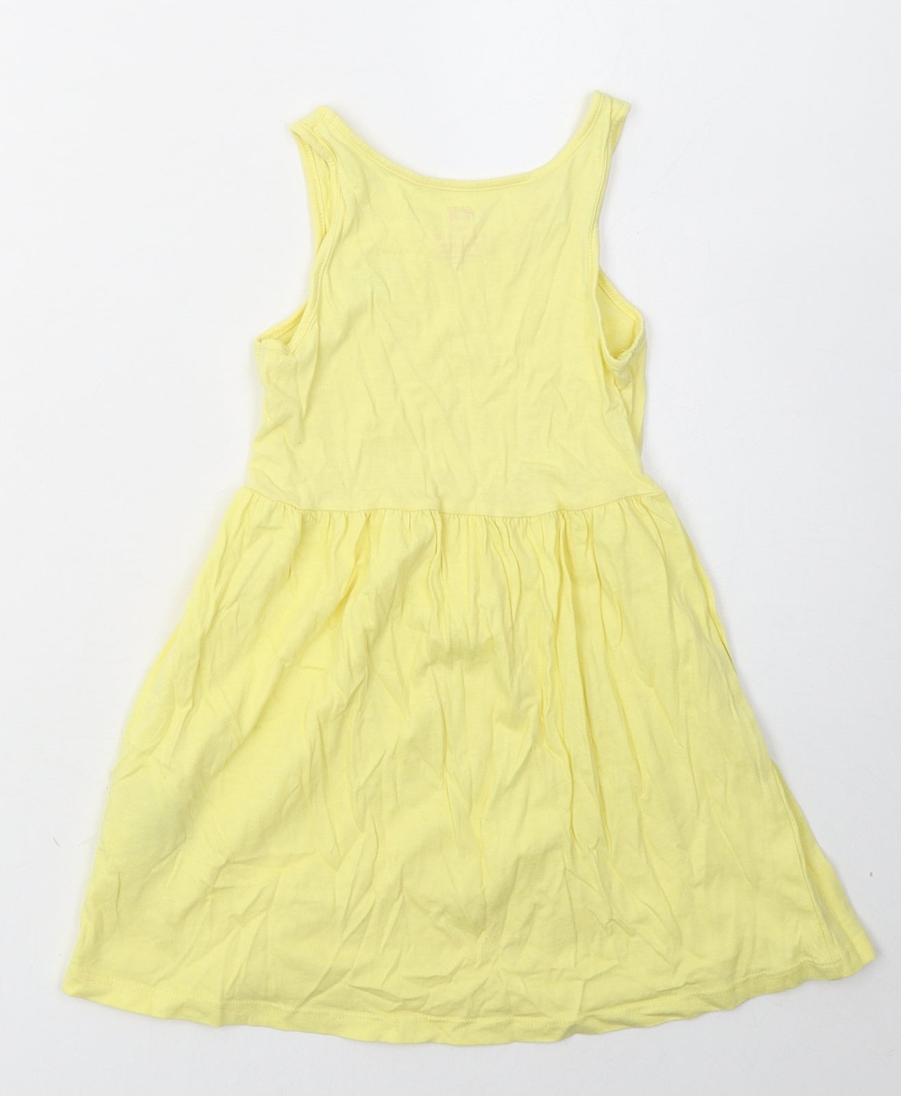 H&M Girls Yellow  Cotton A-Line  Size 2-3 Years  Crew Neck Pullover - Butterfly Print