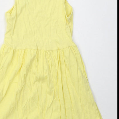 H&M Girls Yellow  Cotton A-Line  Size 2-3 Years  Crew Neck Pullover - Butterfly Print