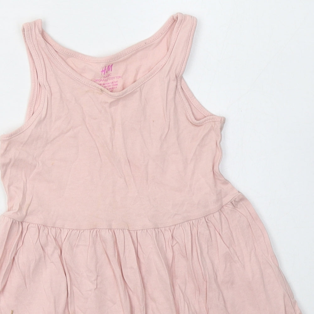 H&M Girls Pink  Cotton A-Line  Size 2-3 Years  Scoop Neck Pullover