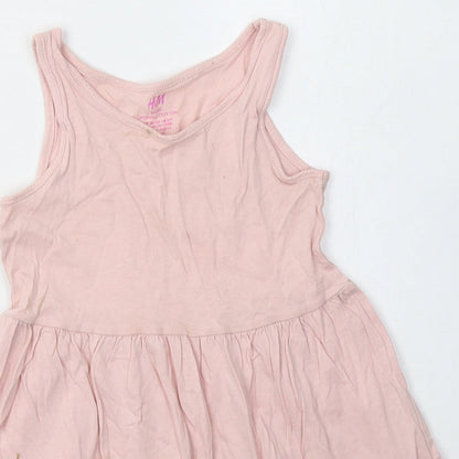 H&M Girls Pink  Cotton A-Line  Size 2-3 Years  Scoop Neck Pullover