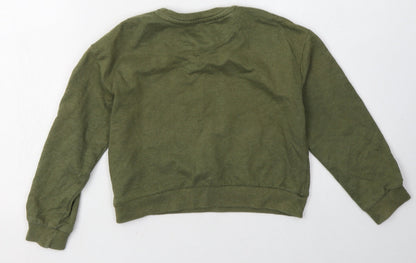 pep&co Girls Green Floral Cotton Pullover Sweatshirt Size 7-8 Years  Pullover - inspired