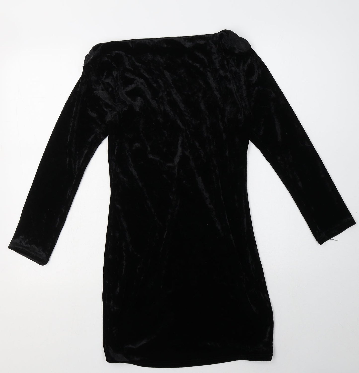 COTTON CLUB Womens Black  Polyester Bodycon  Size 8  Boat Neck Pullover