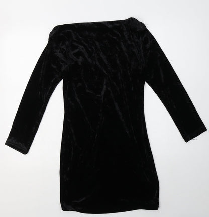 COTTON CLUB Womens Black  Polyester Bodycon  Size 8  Boat Neck Pullover