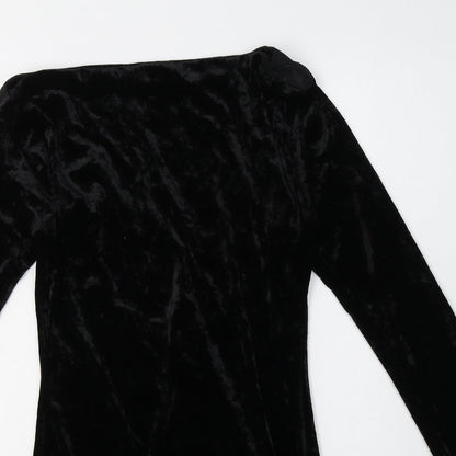 COTTON CLUB Womens Black  Polyester Bodycon  Size 8  Boat Neck Pullover
