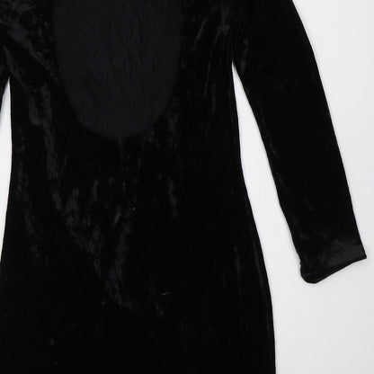 COTTON CLUB Womens Black  Polyester Bodycon  Size 8  Boat Neck Pullover