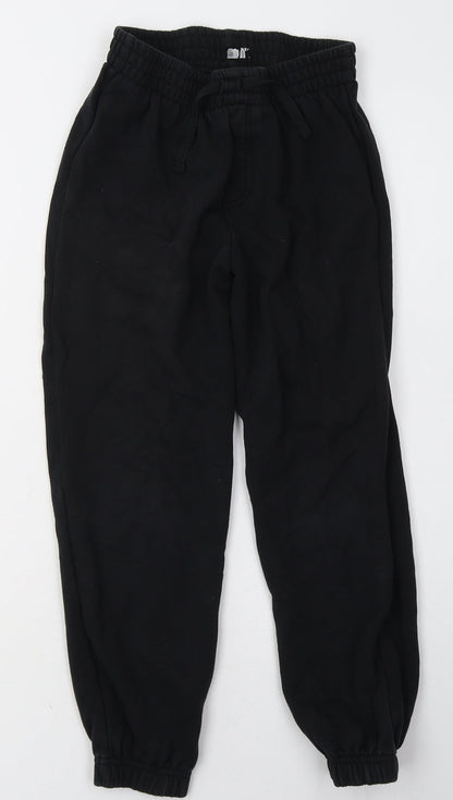 sainsburys Girls Black  Cotton Jogger Trousers Size 9 Months  Regular Tie - School Wear