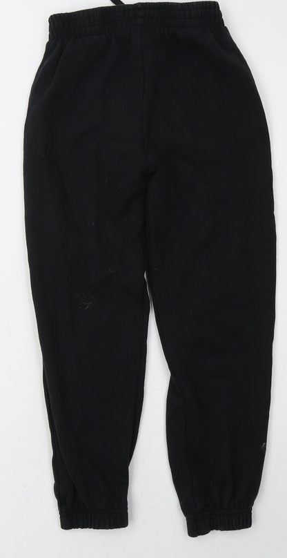 sainsburys Girls Black  Cotton Jogger Trousers Size 9 Months  Regular Tie - School Wear