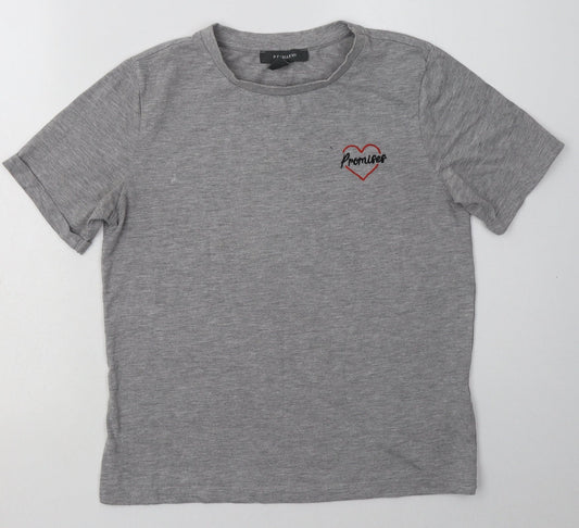 Primark Womens Grey  Cotton Basic T-Shirt Size 10 Crew Neck - promises