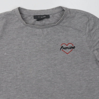 Primark Womens Grey  Cotton Basic T-Shirt Size 10 Crew Neck - promises