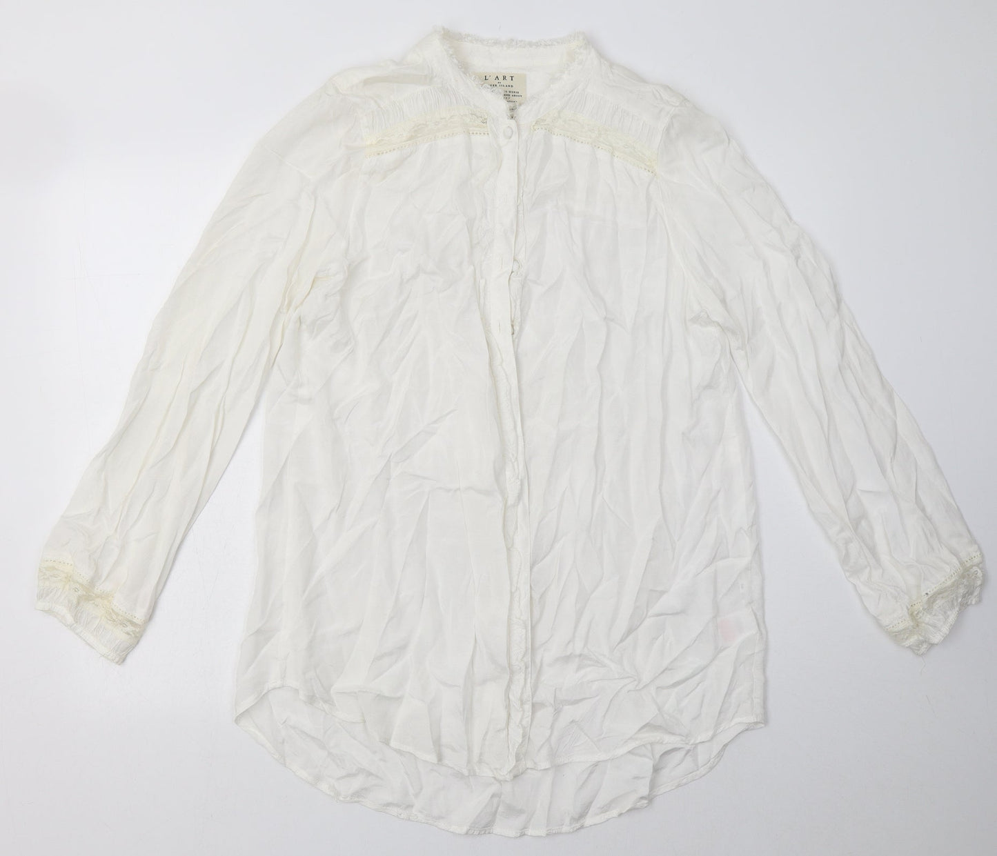 Womens UK Size 12 River Island White Basic Button-Up