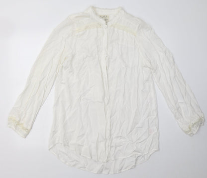 Womens UK Size 12 River Island White Basic Button-Up